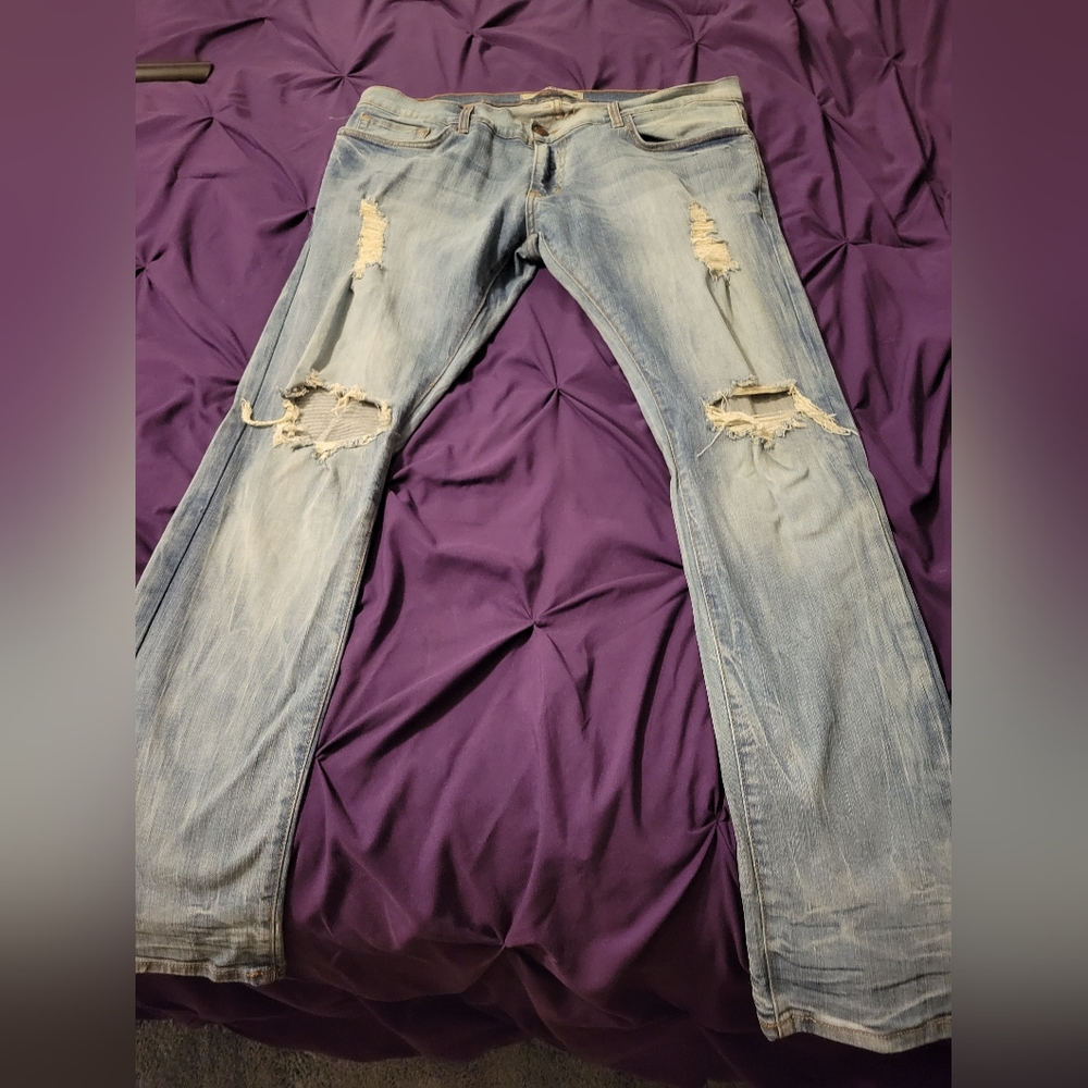 Golden denim skinny jeans